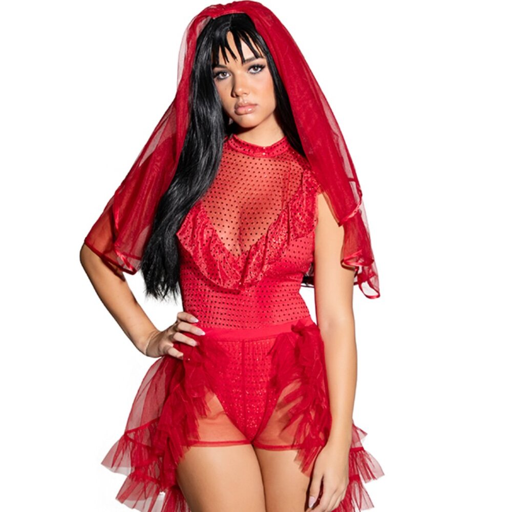 S Women`s Beetlejuice Unusual Bride Costume Lydia Wedding Dress Halloween Gothic